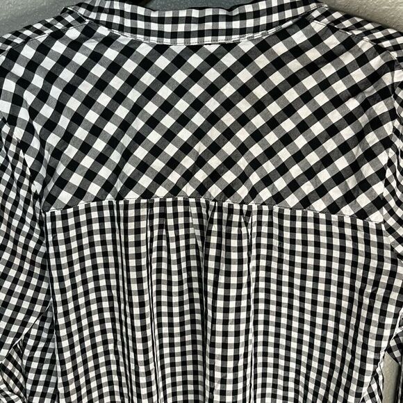 J. Jill Buffalo Plaid Black White Blouse Small - Picture 3 of 7